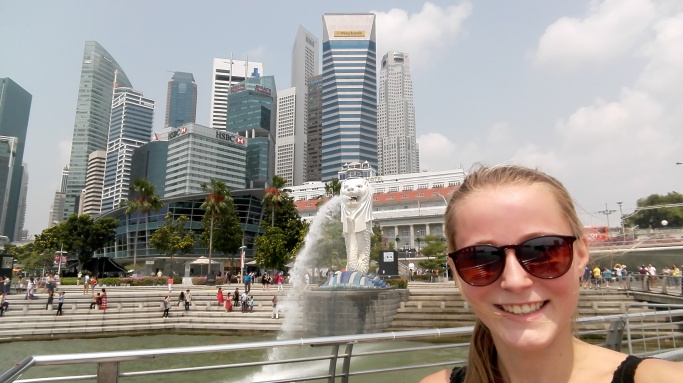 Das ist das Panorama auf Singapur CBD mit dem Merlion und mir :)